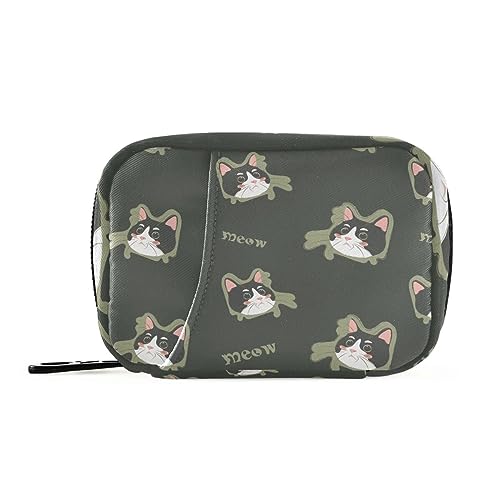 Akiraki ピルケース 薬ケース お薬入れ 小分け 携帯用 コンパクト ねこ 猫 ブラック 黒 可愛い お薬収納ポーチ 大容量 小物入れ サプリメントケース 常備薬 飲み忘れ防止 旅行 アウトドア 出張