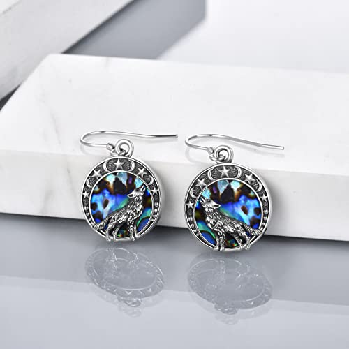 Wolf Earrings Gifts for Women Sterling Silver Wolf Moon Star Drop Dangle Earrings Jewelry Christmas Gifts For Women3