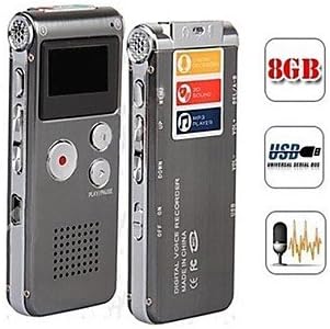Steel 8GB Digital Voice Recorder 650Hr Dictaphone MP3 Player Telephone Recording -Gray