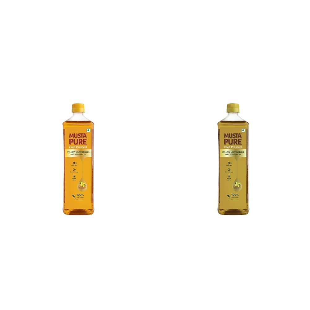 Musta Pure Cold Pressed Yellow Mustard Oil Pet Bottle 1L (Pack of 2)