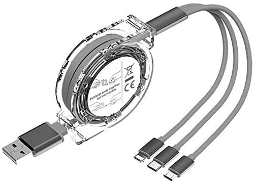 3.0A Braided Universal 3 in 1 Retractable Multiple Ports Devices USB Charging Cord with Gold-Plated iOS/Type C/Micro USB Connectors for All Smartphones & Tablets (Multicolor) (Set of 1) Round Cable (B09CGX3MQ9) Amazon Price History, Amazon Price Tracker