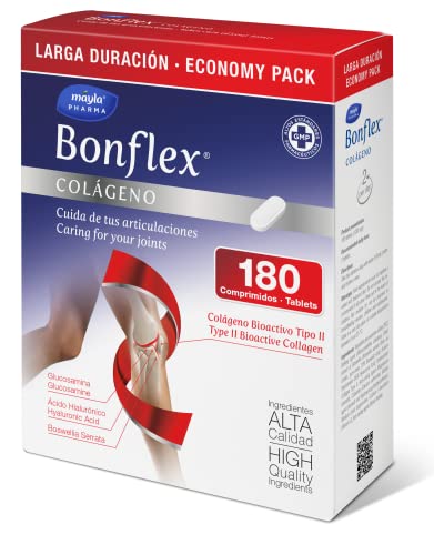 Bonflex Colágeno 180 Comp FORMATO 3 MESES | 40 mg Colágeno NO desnaturalizado Tipo II | 1500mg Glucosamina | Protección y nutrición de las articulaciones | 1 toma al día, 228 gramo, 1 Cover