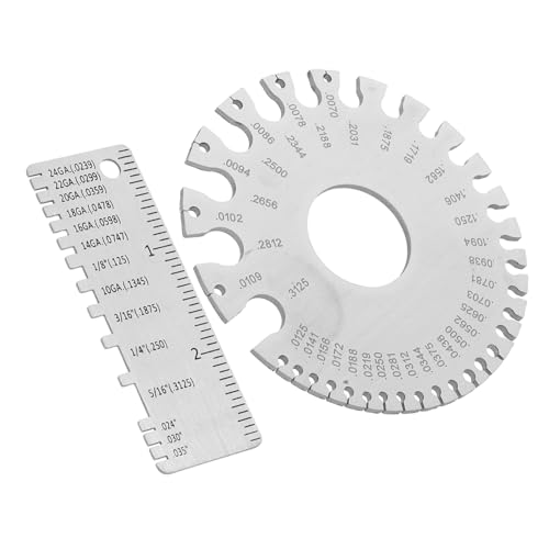 2 piezas de calibre de espesor de acero inoxidable para medición de alambre redondo, inspección precisa de láminas metálicas y accesorios para soldadura miniatura 1