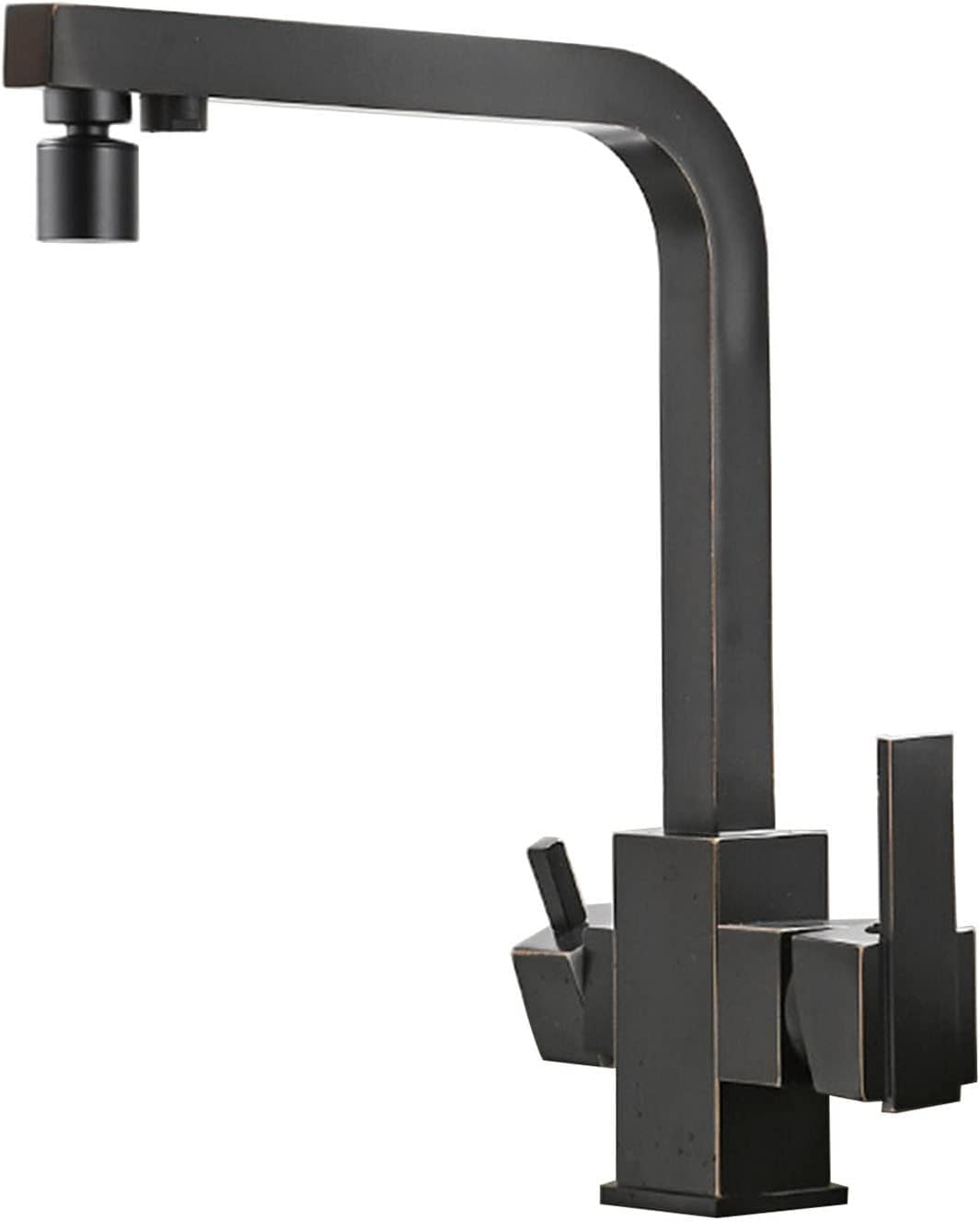 Filtro de agua para grifo de cocina negro de 3 vías, sistema de ósmosis de doble mango para fregadero, modo C y ADualmodus, fácil instalación, diseño contemporáneo, alto caudal