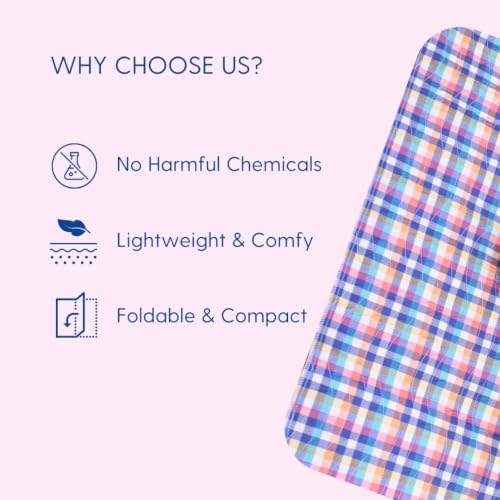 Image of Check Print Picnic Mat - 1.4m x 1m | Yoga & Kids mat | Non Toxic| Waterproof, Foldable & Lightweight Outdoor & Indoor Mat | Easy to Carry, Clean & Ideal for Park, Beach & Camping