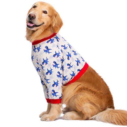 Image of Dog Elbow Protector Suit, Dog Recovery Sleeve with Elbow Protector,Dog Front Leg Surgery Recovery Clothes,Prevent Licking Wound(red shark-5xl)