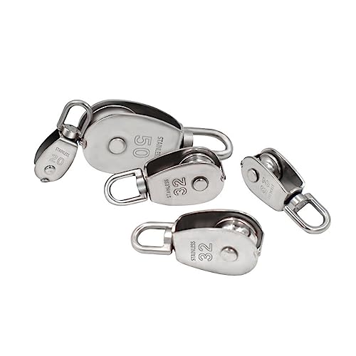 1 PCS Stainless Steel M20 Pulley Steel Wire Pulley Single Wheel Swivel Lifting Rope Pulley Block for Wire Rope Skating