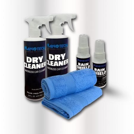 Nanotech Surface SolutionsWash and Shine Kit- Windshield Rain Repellent: Rain Shield, Increase Visibility Safety in Rainy Days, Waterless Ceramic Wash: Cleans & Leaves Slick Gloss, Microfiber Cloth