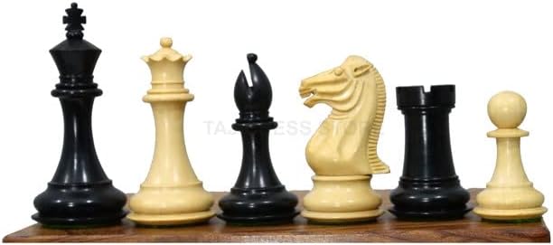 Piezas de ajedrez Staunton de la serie Marshall solo en ébanoboj natural, piezas de ajedrez de torneo, piezas de ajedrez de lujo con doble peso