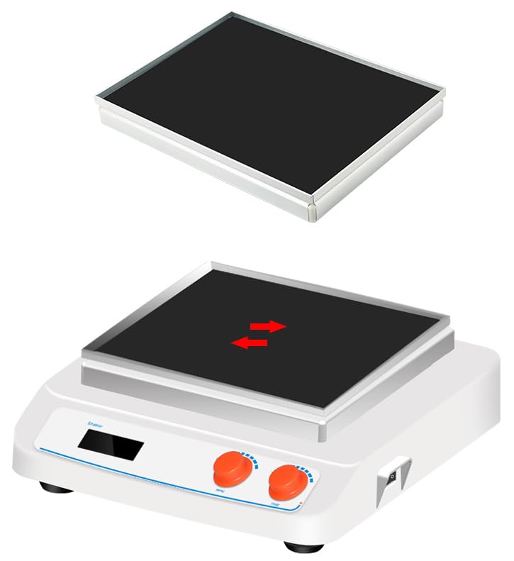 Orbital Shaker Mixer Orbital Rotator Reciprocating Shaker Laboratory Mixing Instrument with Amplitude 8MM DC Brushless Motor Speed Range 60 to 500rpm LCD Speed Display