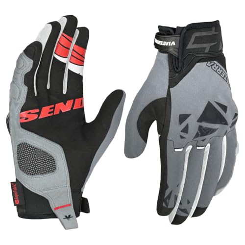 ViaTerra Roost Offroad Motorcycle Trail Riding Gloves|SasTec CE Level 2 Knuckle Protectors|Superior Control & Unmatched Grip|Touch Screen Friendly Riding Gloves (Gray, XL)