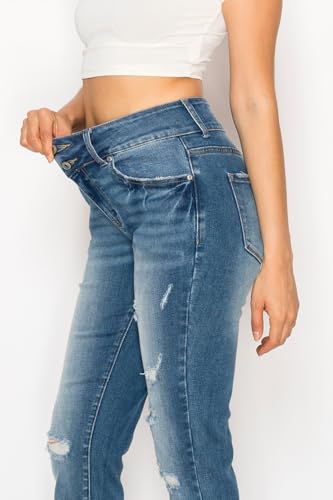 Ripped Skinny Jeans for Women - BBL Lifting Distressed Stretch Low Rise Denim Jeggings4