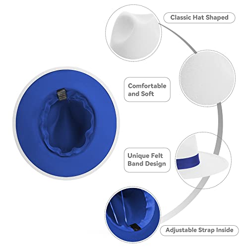 Classic Wide Brim Fedora For Women Men Two Tone Fedora With Band Adjustable Felt Panama Hat #TOP2