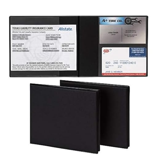 Samsill 2 Pack Registration and Insurance Card Holder, 5.25" x 4.75" Black Glove Box Organizer, Perfect for Multiple Vehicles