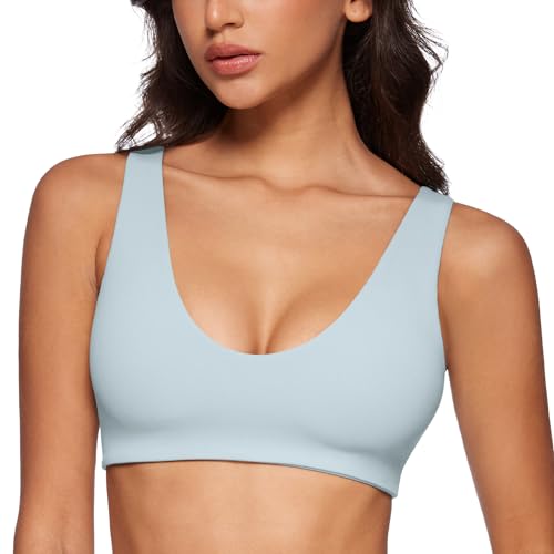 Image of INGIA Womens U-Neck Sports Bra Padded U Back Medium Impact Fitness Yoga Bar Workout Crop Top with Built in Bra