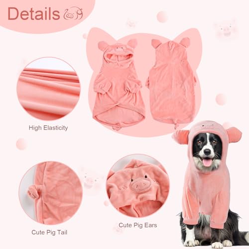 NACOCO Halloween Pig Dog Costume - Pet Christmas New Year Hoodie Warm Party Coat Outfit for Small and Medium Cat Dog Clothes(Pink Pig,L) - image 2