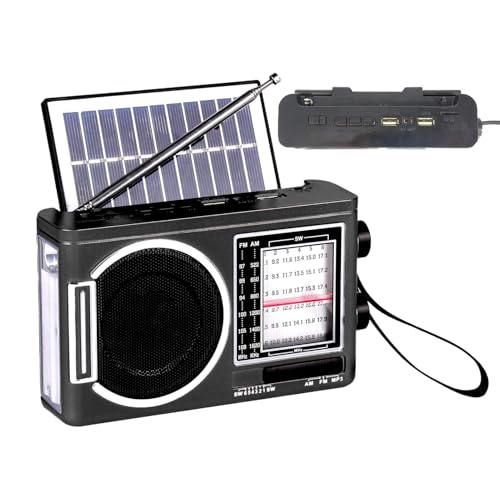 Radio portátil solar con antena telescópica contra apagones en interior y viajes