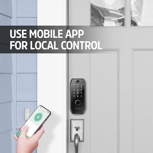 Energizer Smart Door Lock, Deadbolt with Keyless Fingerprint Entry, App Control, Anti-Peep Passcode Touchscreen, 2 Key Fobs & 2 Keys, Holds 50 Fingerprints, One-Touch & Auto-Lock, Doorbell - image 6