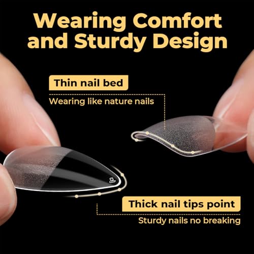 Image of UNA GELLA Medium Stiletto Nail Tips 240 Pcs - Pre-Etched Soft Gel Nail Tips Stiletto Press on Nails, Clear Full Coverage Acrylic Fake Nails for Extension - DIY Salon at Home, 12 Sizes Included
