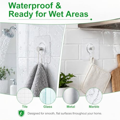 Image of 15Pcs Picture Hangers Without Nails, Heavy Duty Adhesive Wall Hooks 33 lbs, No Drill Damage-Free Hanging Strips for Picture Frames, Photos & Canvas, Bathroom, Kitchen, Apartment,Transparent