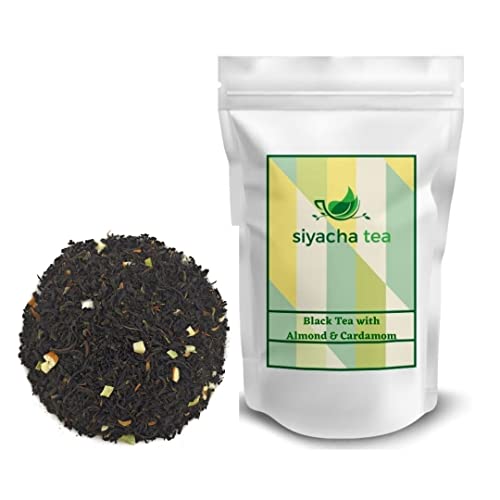 Image of Siyacha Tea Almond, Cardamom Tea (Elaichi Badam Flavour), 100 Grams, 100% Natural Ingredients Beverage, Whole Leaf Chai Patti, Healthy Blend, Makes 50 Cups