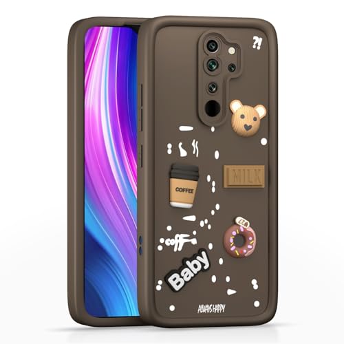 Image of Pikkme Back Cover for Redmi Note 8 Pro | Cute Fun Cartoon 3D Bear Silicone Full Body Protection Bumper Cover (Brown)