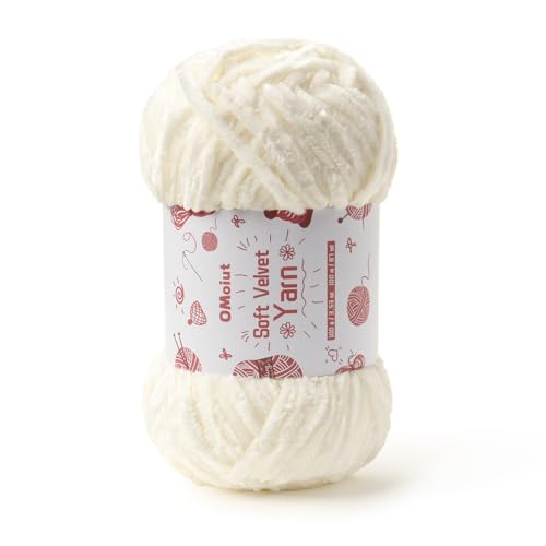 Image of 100g Fluffy Velvet Chenille Yarn for Crocheting and Knitting, 80m (87.5yd) Baby Yarn for Crocheting Soft, Crochet Chunky Yarn Amigurumi Yarns(White)