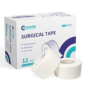 Conkote Soft Paper Surgical Tape 1″ x 10 Yards, Gentle Adhesion and Hypoallergenic, 12 Rolls