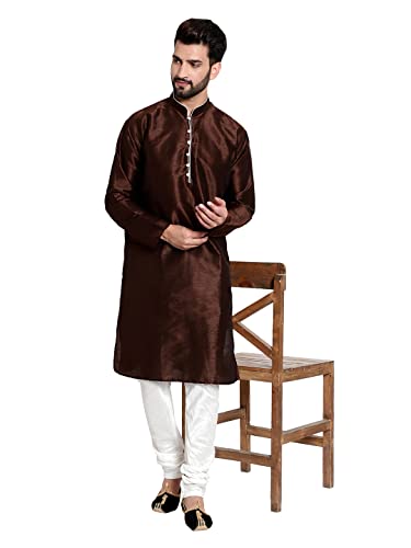 Image of HUZUR Mens Silk 6 Loop Kurta Pajama