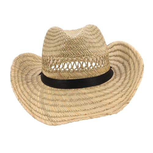 Chapeau de jardinage contre la chaleur en jonc d'herbe beige homme