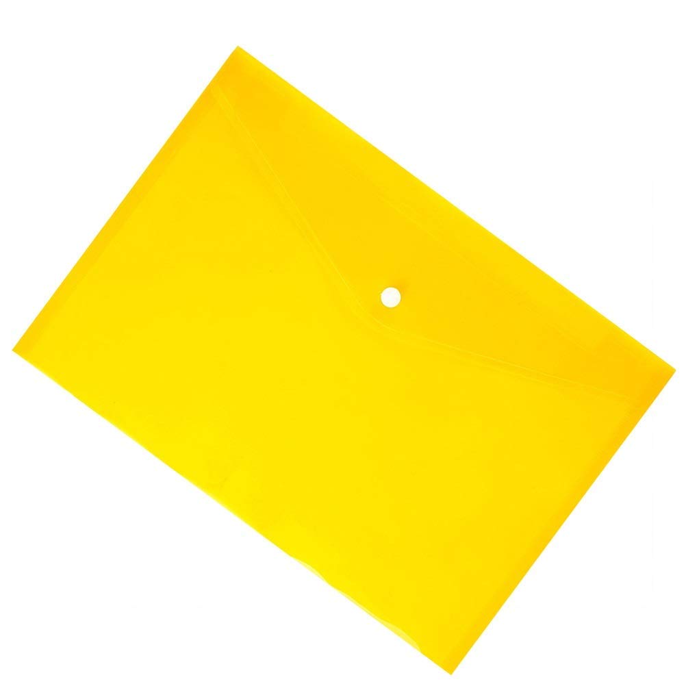 EliteKoopers Strong A4 File Folder Document Wallets Folder Sleeves Button Stud For Office, School (5Pcs Yellow) — image 1