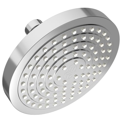 Winthorpe 6 Inch Rain Shower Head, High Pressure Fixed Showerhead, 90 Jets for Full Body Coverage, Adjustable 1.8 or 2.5 GPM Flow Inserts, Tool Free 1 Minute Install, Chrome - image 1