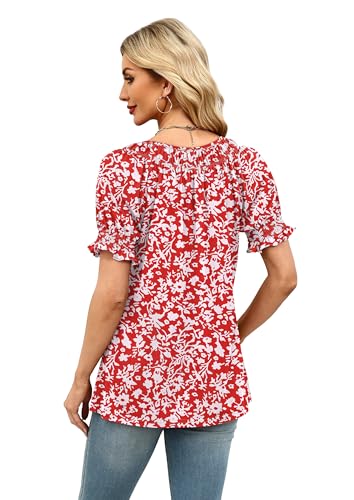 Image of WIHOLL Womens Short Sleeve Square Neck Summer Tops Dressy Casual Blouses Trendy Clothes 2026