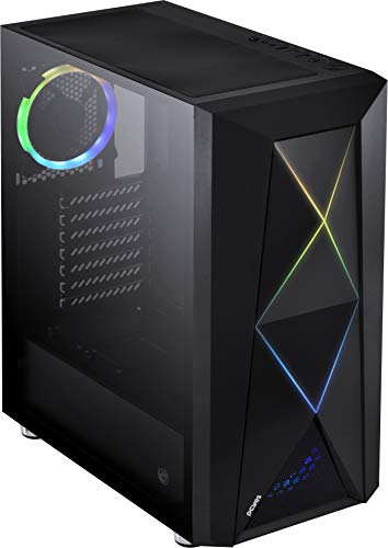 GABINETE MID-TOWER DIMENSION PRETO COM LED E FAN TRASEIRO RGB - LATERAL EM VIDRO TEMPERADO - DIPTRGB