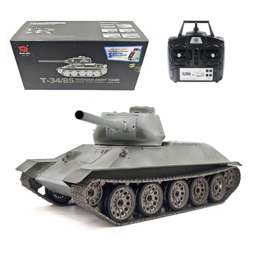 Carro armato militare T-34/85: come carro armato da combattimento telecomandato, offre piena mobilità: avanti, indietro, rotazione sul posto e una torre girevole lo rendono un carro armato ideale per sparare e manovrare a distanza