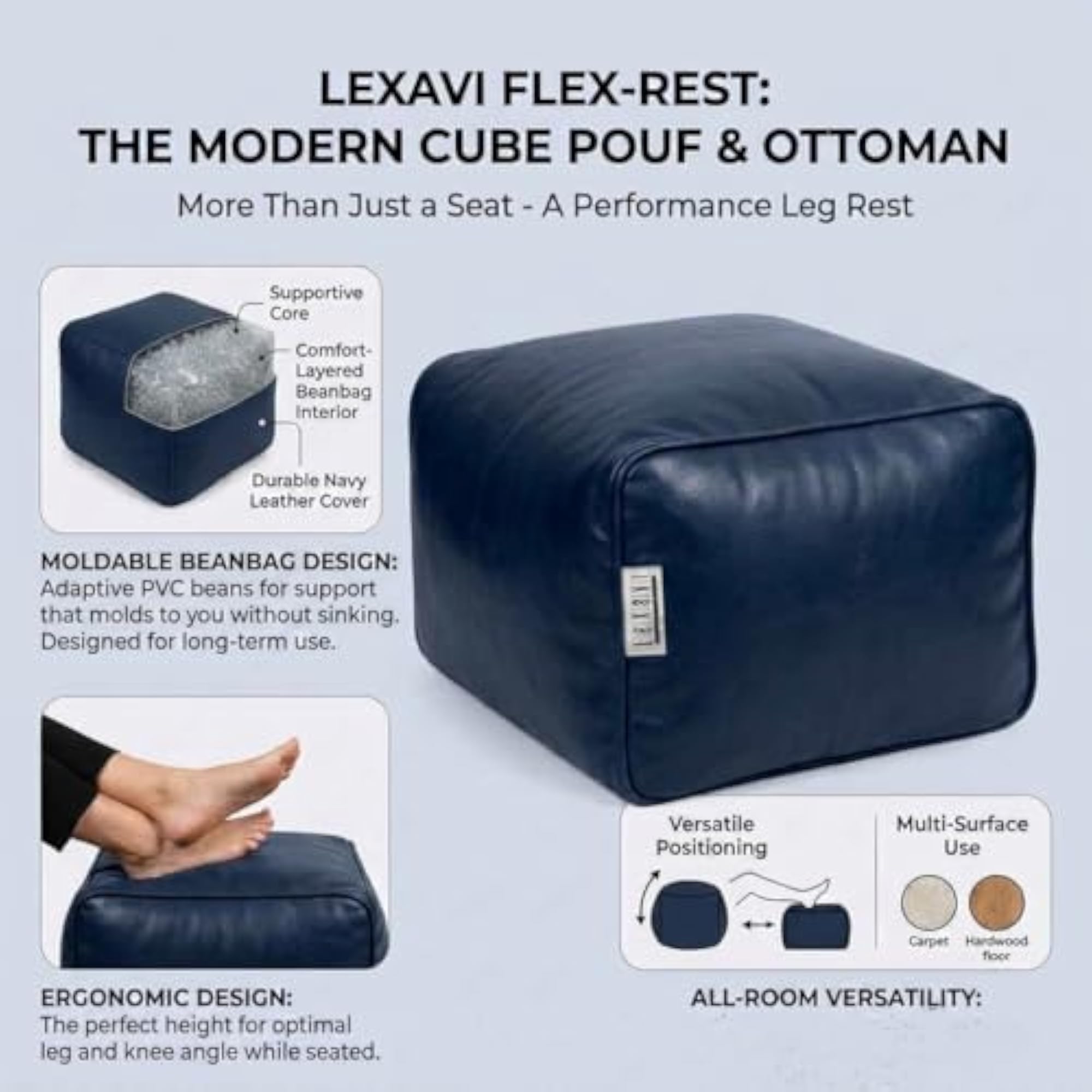 6XL Tear Drop Bean Bag Chair with Footrest & Pillow Cover Only