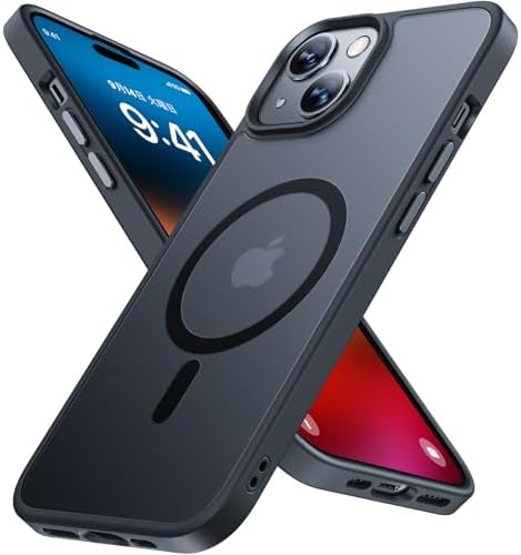 （23:00時点） Miracase iphone15 ケース【Magsafe対応・MIL米軍規格】iphone15ケース 6.1インチ、耐衝撃iphone 15 ケース、黄ばみ防止、傷防止、指紋防止、放熱、ストラップホール付き、薄くて肌に優しいデザイン、金属ボタン、マット、フロスト、半透明、黒