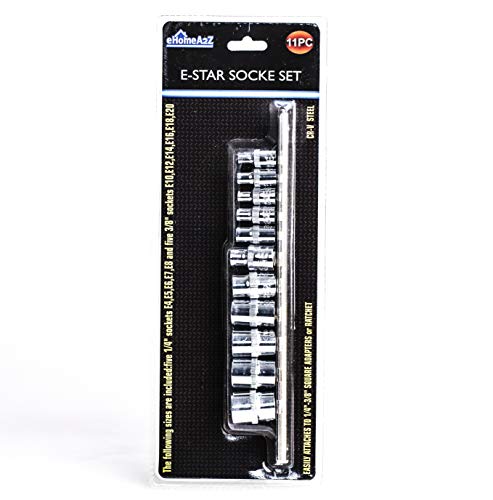 Ehomea2Z 11 Pc E-Torx Female Star Drive Sockets Set Cr-V Steel E4 - E20 #TOP4