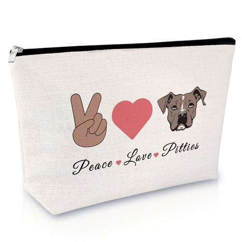 Pitties Dog Lovers Pittbull Travel Organizer Bag - Cosmetic Makeup Bag Gift For Dog Mama, Trainers, Sitters & Owners