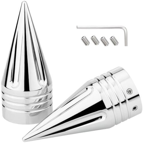 Front Axle Nut Covers CNC Black Chrome Caps Compatible with Harley Davidson Touring Sportster Trike Dyna Softail Street Glide Road King Iron 883 Fat Boy 2002-2024 (SpikeB-Chrome)