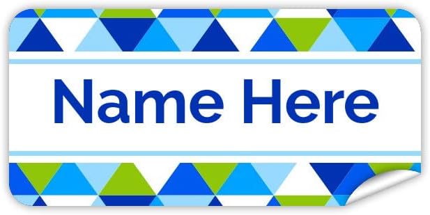 Personalized Name Labels - Cute Customized Designs for Both Babies and Kids - Great for School and Daycare - Easy-to-Apply Stickers Have a Matte Finish – Waterproof - 42 ct. (Geometric)
