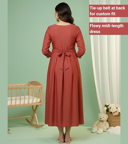 Image of DUMMY SHAPE Pregnancy Dresses for Women Cotton | Floral Anarkali Flare Kurta with Dual Nursing Zippers | Pregnancy & Breastfeeding | Feeding Kurtis | Baby Shower | Gifts for Pregnant Woman