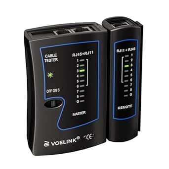 VCELINK Network Cable Tester, Ethernet Wire Test Tool for RJ45 CAT6A, CAT6, CAT5E, CAT5 Cable and RJ11 Phone Cable, Black, 1-Pack