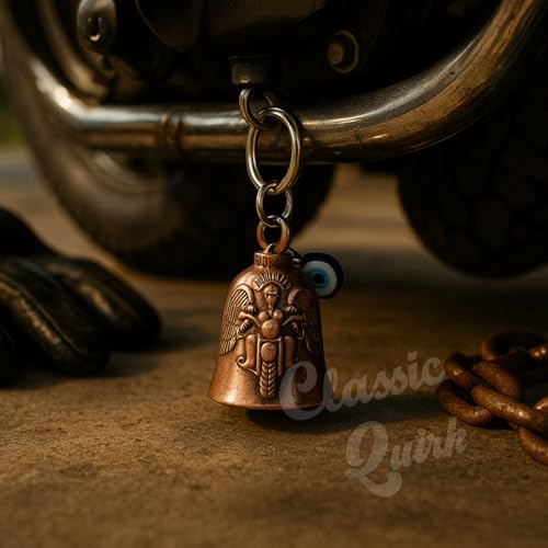 Image of Evil Eye Hooked Guardian Bell Keychain - Protective Lucky Charm Bell with Clip Hook for Bike, Car, Key & Bag | Spiritual Good Luck Talisman Gift