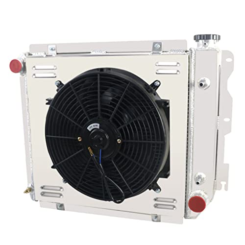 Colquee 4 Row Core All Radiator+Shroud +14" Fan+Relay Kit Compitable For 1987-2006 88 89 90 91 92 93 94 95 96 97 98 99 00 01 02 03 04 05 Jeep Wrangler Tj Yj Chevy Gm V8 #TOP1