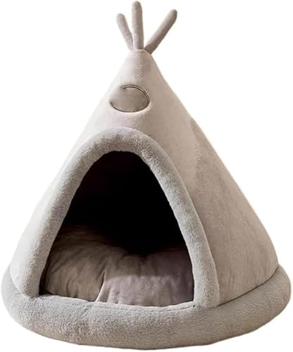 Rutexc ベッド、秋冬用半密閉式ペットベッド 保温 柔らかくふっくら 室内用 クッション付 水洗い可能 折りたたみ式 ネコ・犬用棲息機能 可愛らしい温かい雰囲気 ペット日常休憩シーン用 柔らかく快適 清掃容易 造形目を引く ペット用品、お気軽にご購入く