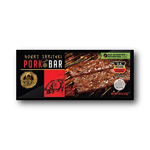 Golden Nest Pork Jerky Bar, Gluten Free, Healthy Meat From Gourmet USA, Non-GMO Honey Glazed (1.5 oz.) - Pack of 12 (Honey Teriyaki)