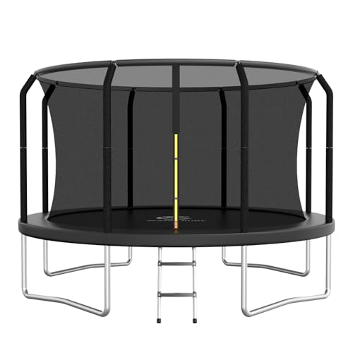 ACWARM HOME Trampoline Outdoor 14FT Trampoline for Kids and Adults, Recreational Trampolines with Net and Ladder, ASTM Approved, Black