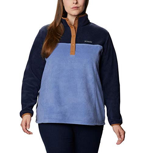 Image of Columbia Womens Benton Springs Half Snap II Pull Over Fleece Jacket, Dark Stone /Canoe /Vintage Blue, 3X