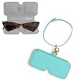 suniboi Brillenetui für Brillen & Sonnenbrillen - Softcase zum Anhängen an die Tasche oder Gürtel - Brillentasche für Damen und Herren - Lesebrillen Etui (türkis mit Gold)